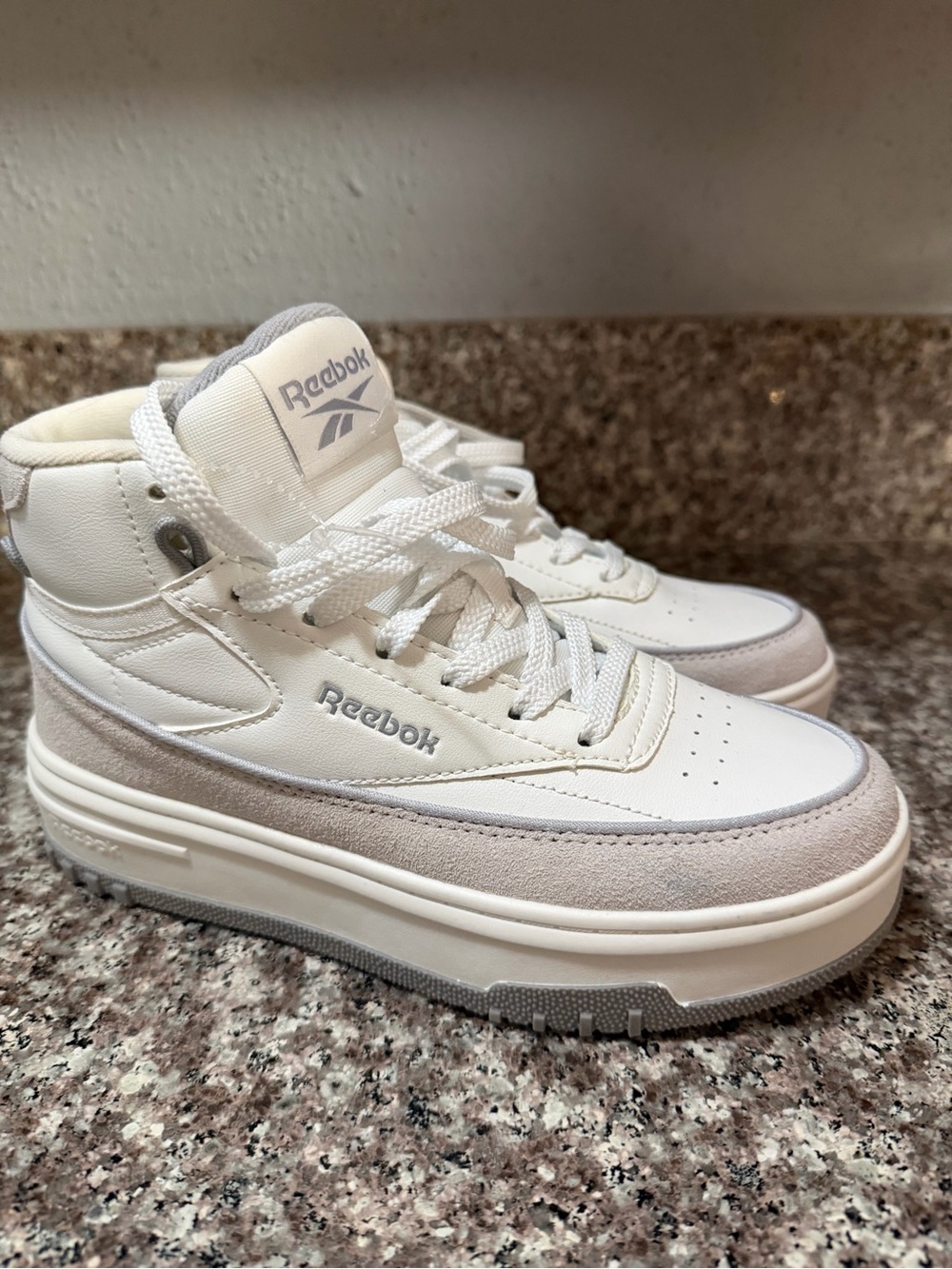 Reebok Women’s White and Light Gray High-Top Sneakers